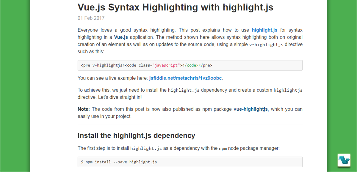 Vue.js Syntax Highlighting With Highlight.js - Slot Digital